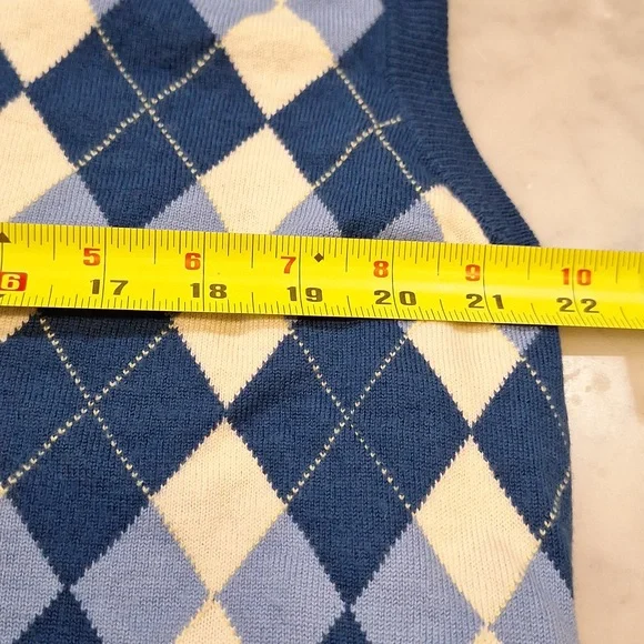 Brooks Brothers 100% Saxxon Wool Argyle Preppy Vest Golf Old Money Sz XL Blue - Picture 5 of 7